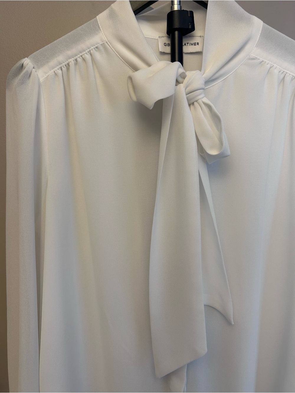 Gibson Latimer Ivory Tie-Neck Blouse